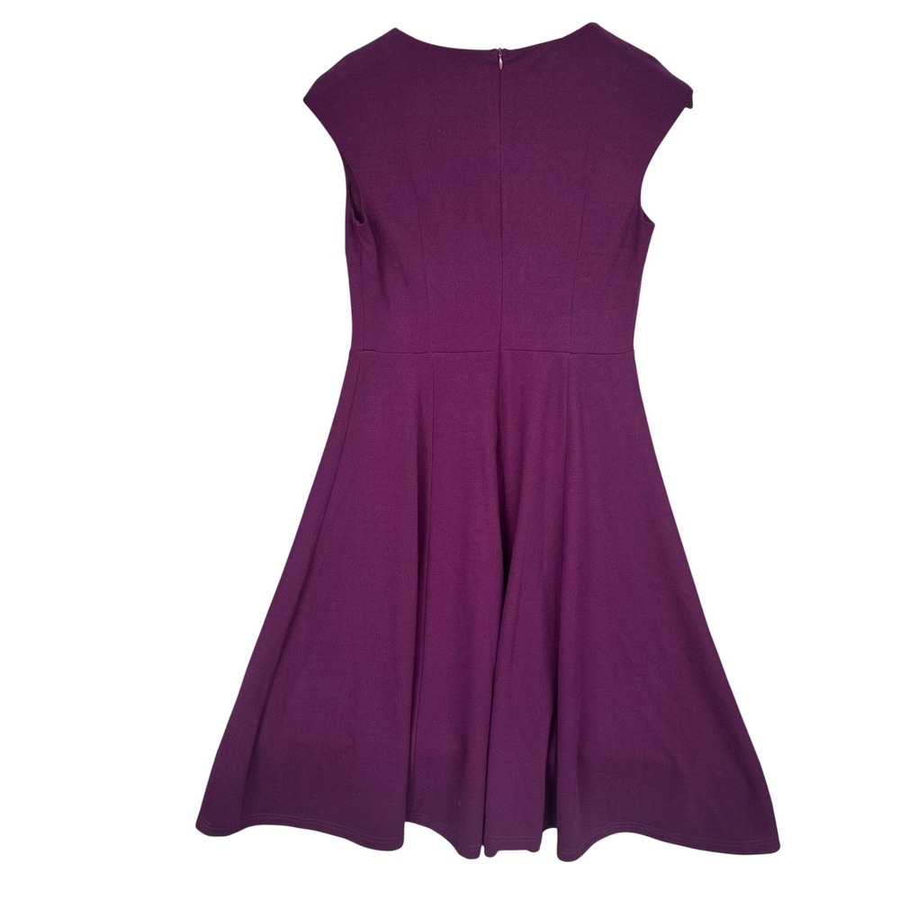Classic Fit and Flare Rockabilly Dress W Large Purple Excellent Cap Sleeve Midi - Picture 10 of 10